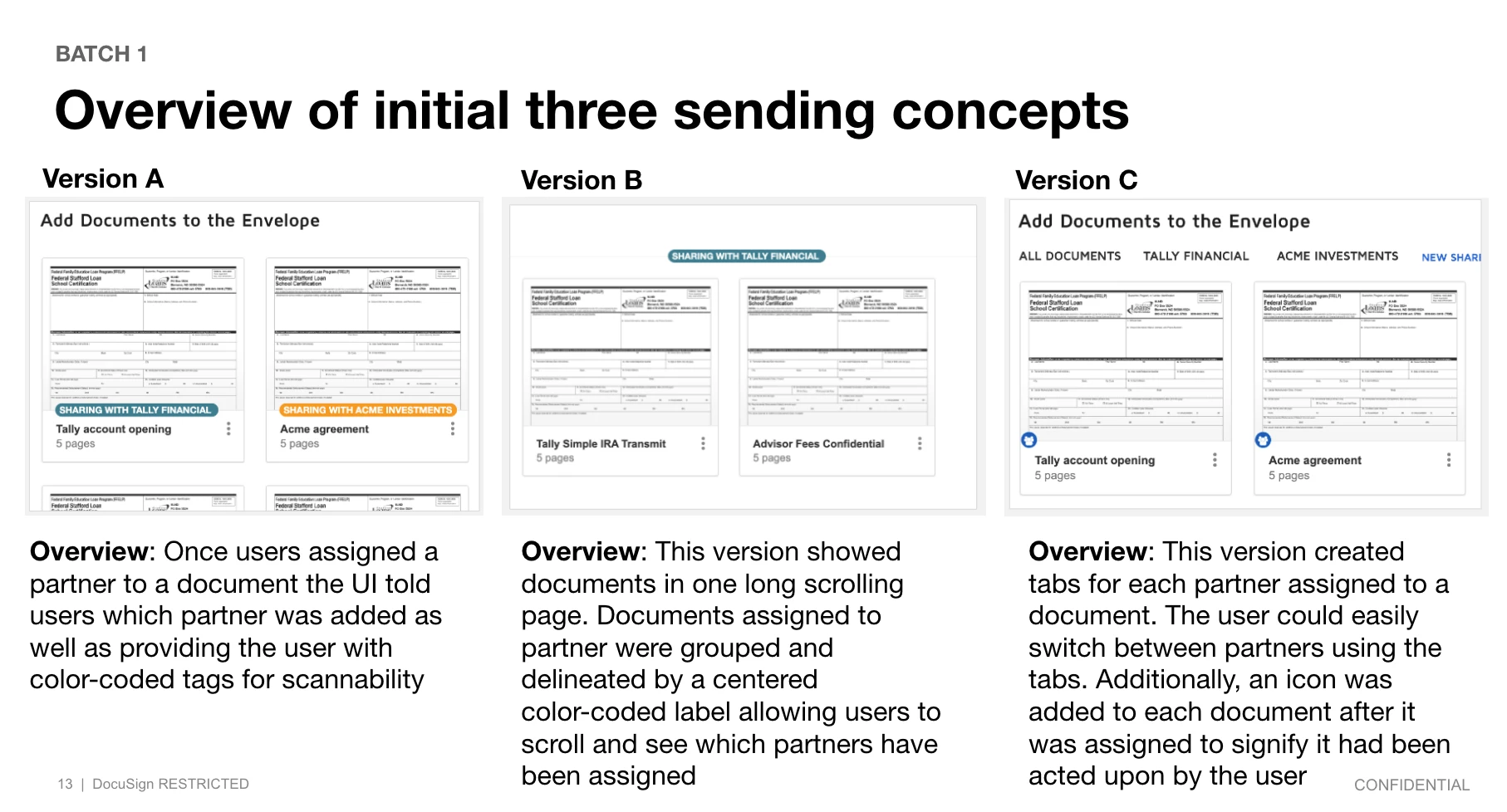 User testing variants