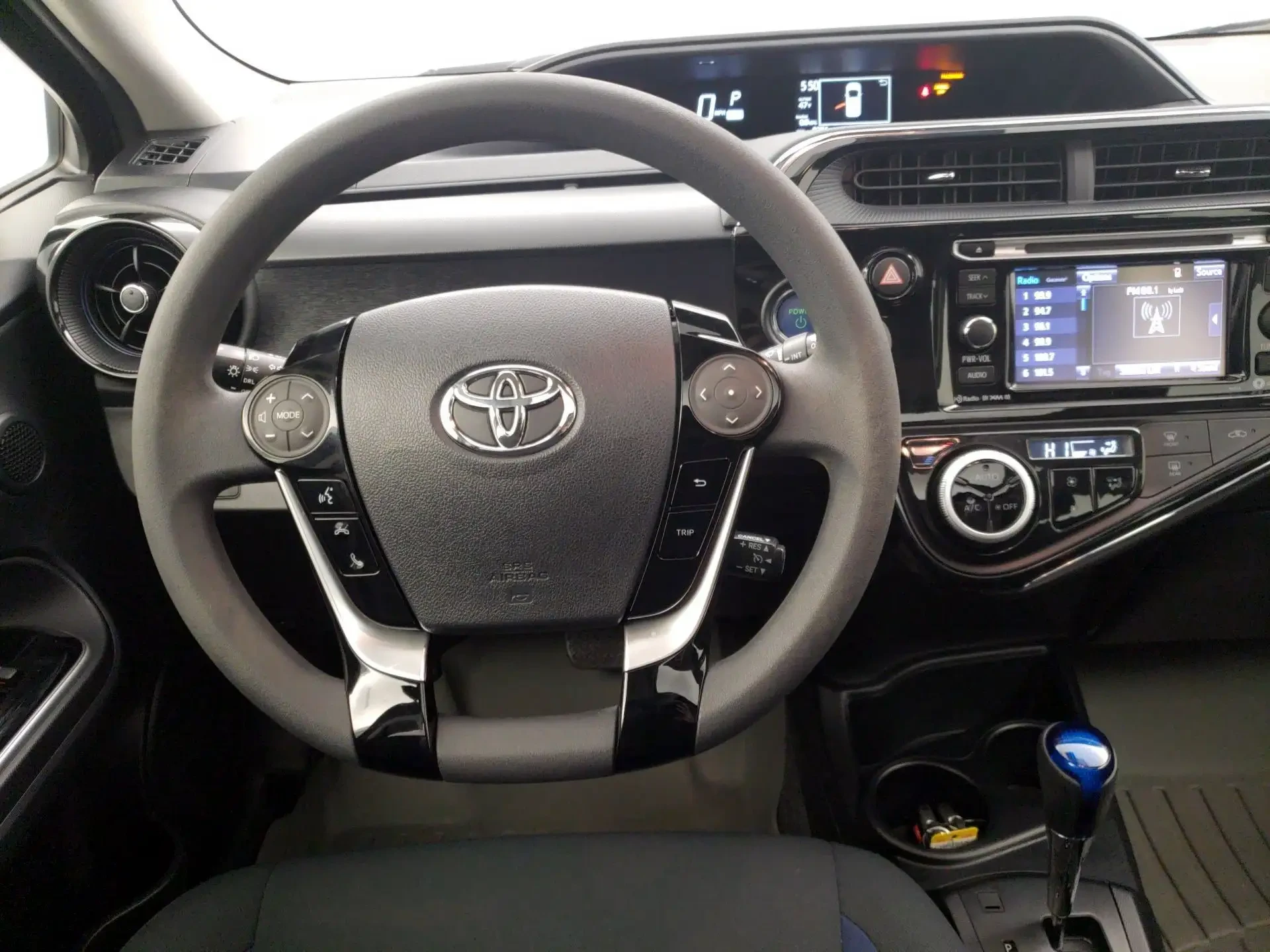 Close-up of a car steering wheel