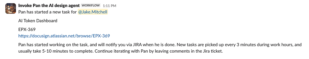 Pan Slack confirmation message
